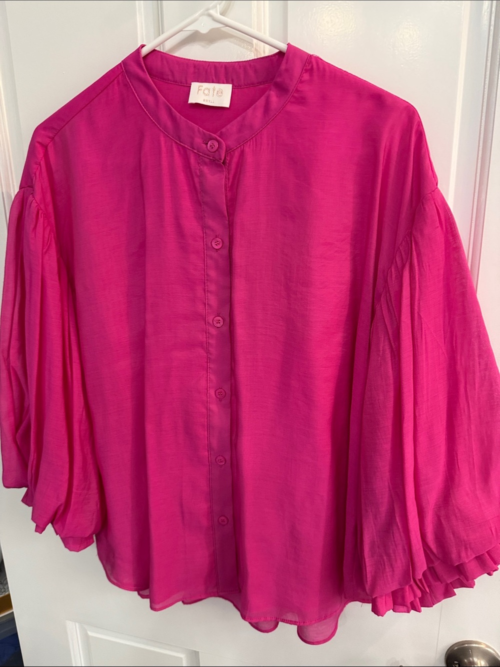 Fate Bright Magenta Button-Front Blouse